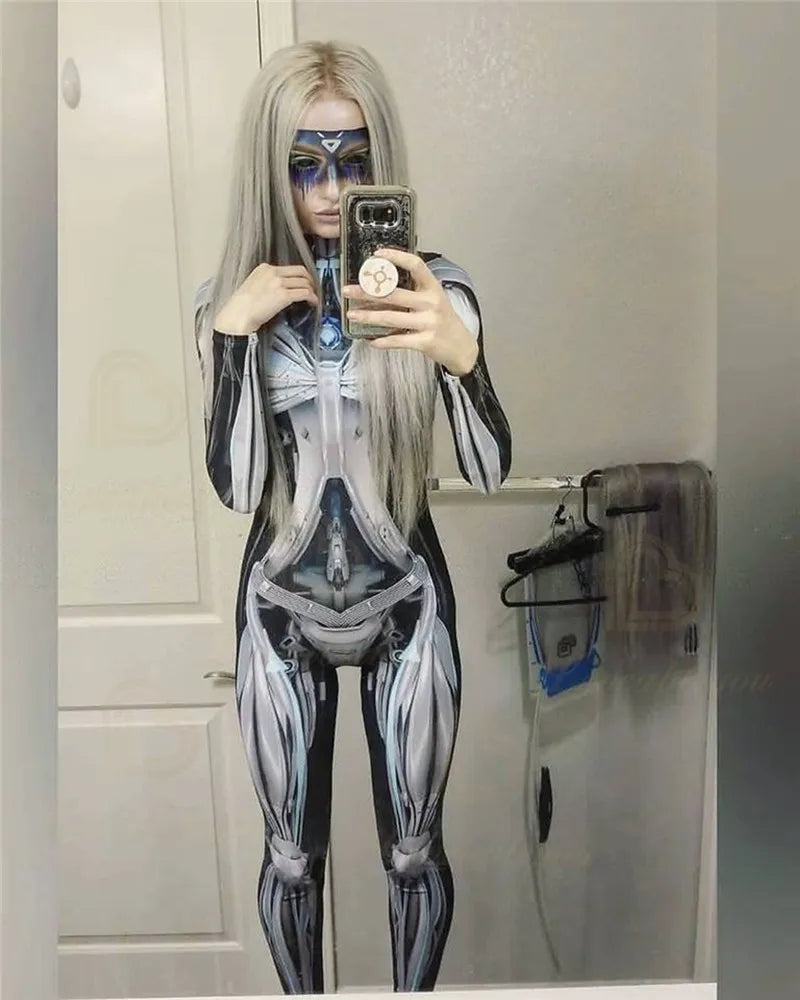 Costume de Cosplay pour femme, Costume Sexy, élément de couleur, bleu, body d'halloween, combinaison de sport taille haute pour adultes