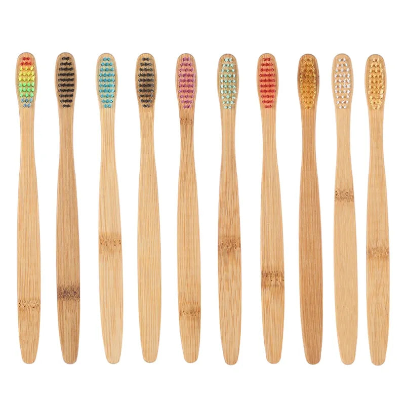 Cross Border Single Bamboo Toothbrush Set Natural Bamboo Toothbrush Tablet Set Ten Pack Bamboo Products Toothbrush