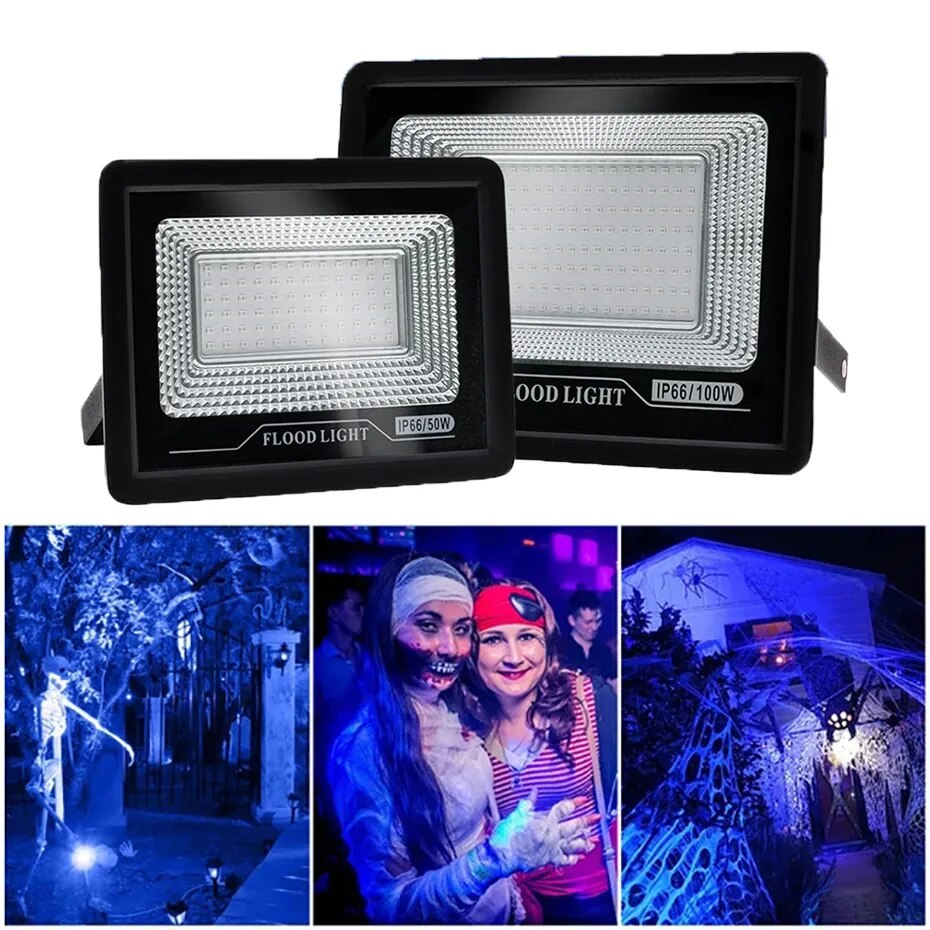 ALIEN 100W LED Waterproof 392nm UV Black Light Stage Blacklight Ultraviolet Flood Lamp for Halloween Xmas Dance DJ Disco Party