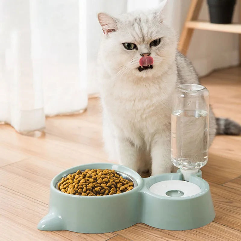 Cuenco azul para perros y gatos, fuente automática para comida y agua, contenedor para gatos, perros, bebiendo, artículos para mascotas