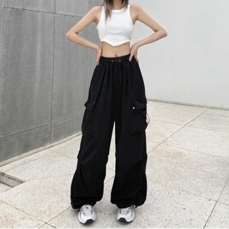 Y2K Women Streetwear Techwear Cargo Korean Harajuku Baggy Parachute Pants for Men Sweatpants Wide Leg Joggers Trousers Clothes