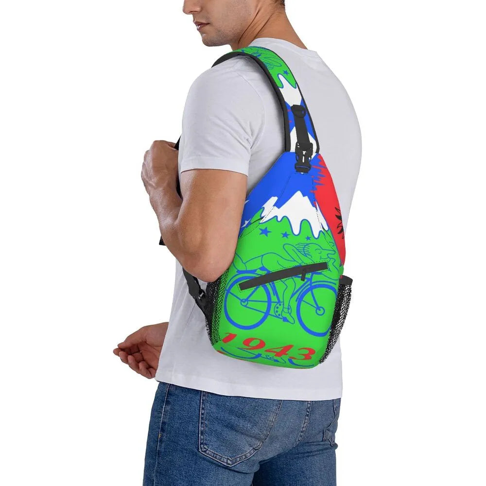 Albert Hoffman LSD Bicycle Day Sling Bags for Men Fashion Acid Blotter Party Shoulder Crossbody Chest Backpack Traveling Daypack