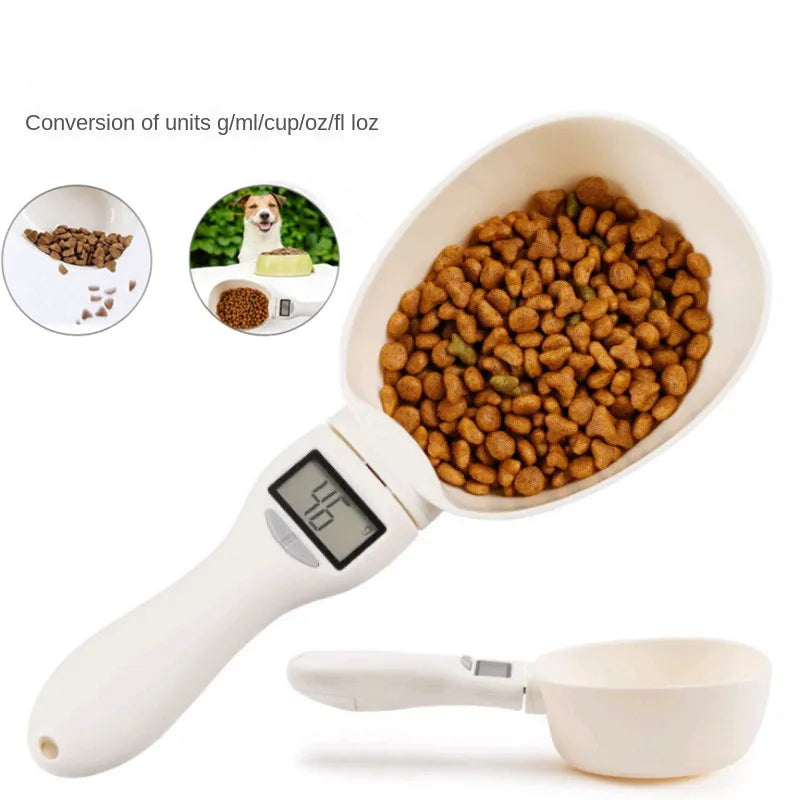 Outil de mesure électronique bol d'alimentation pour chien et chat cuillère à mesurer balance de nourriture pour animaux de compagnie affichage numérique cuillère de pesée poids volume