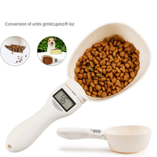 Outil de mesure électronique bol d'alimentation pour chien et chat cuillère à mesurer balance de nourriture pour animaux de compagnie affichage numérique cuillère de pesée poids volume