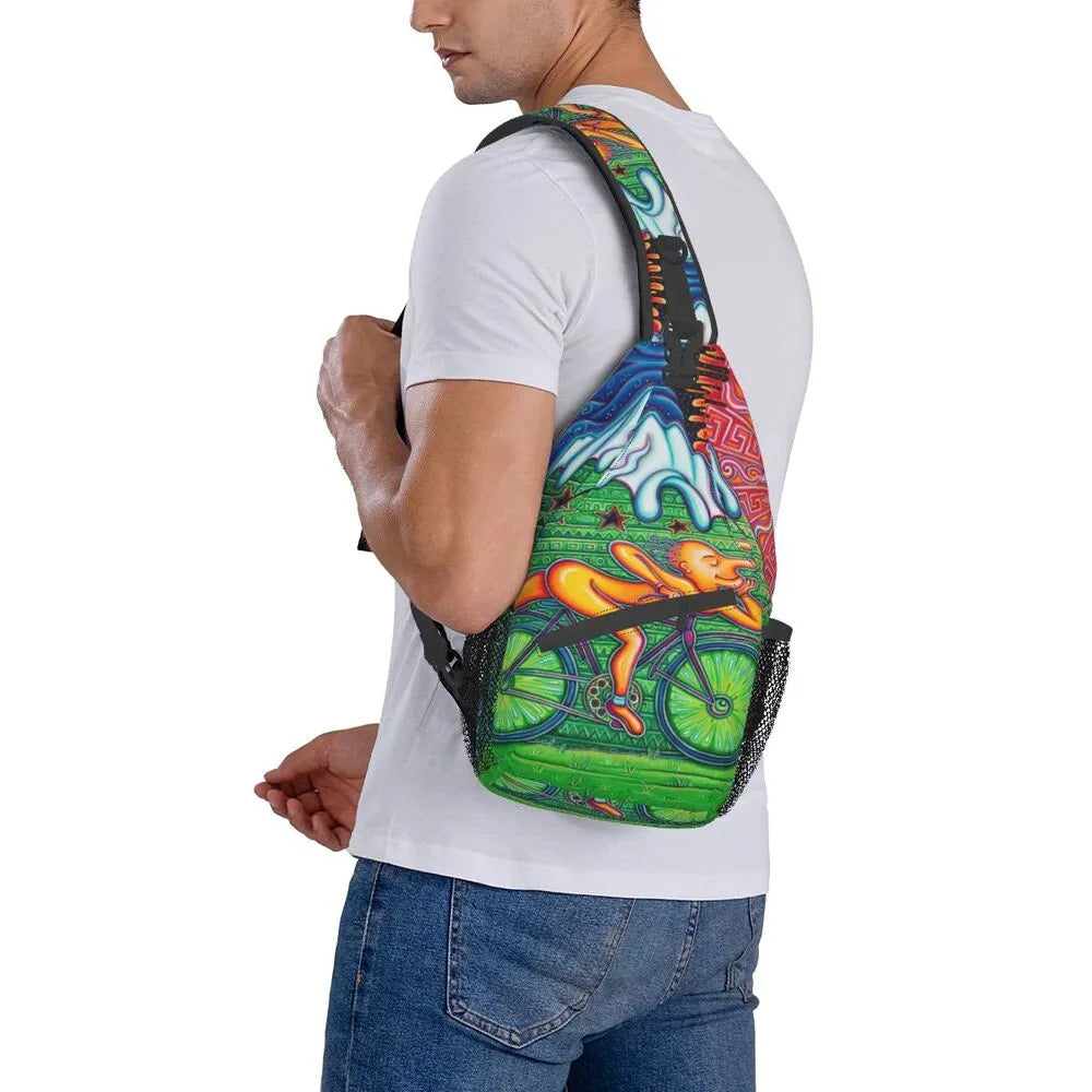 Albert Hoffman LSD Bicycle Day Sling Bags for Men Fashion Acid Blotter Party Shoulder Crossbody Chest Backpack Traveling Daypack