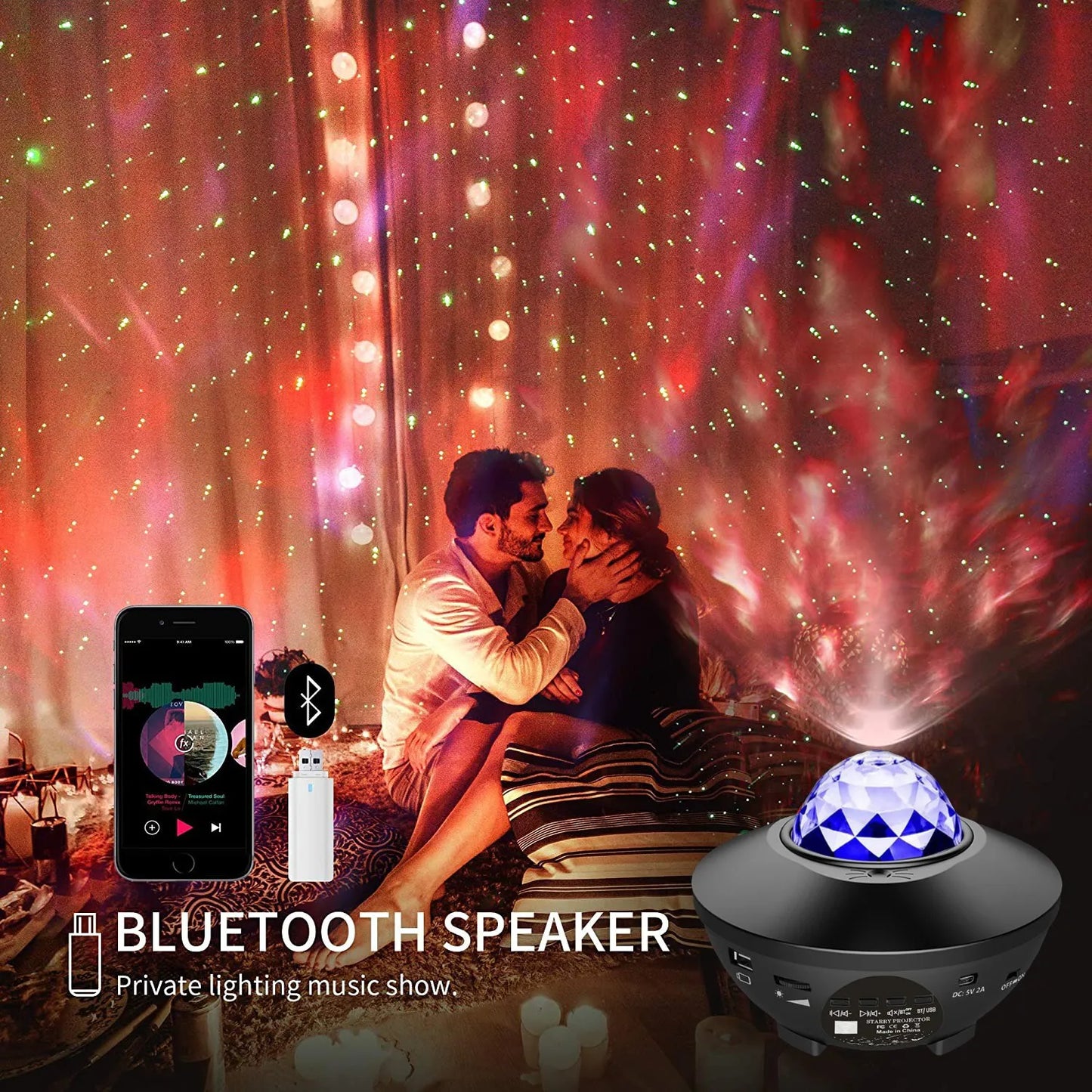 Starry Projector Galaxy Night Light with Ocean Wave Music Speaker Sky Light Projector for Bedroom Decoration Birthday Gift Party