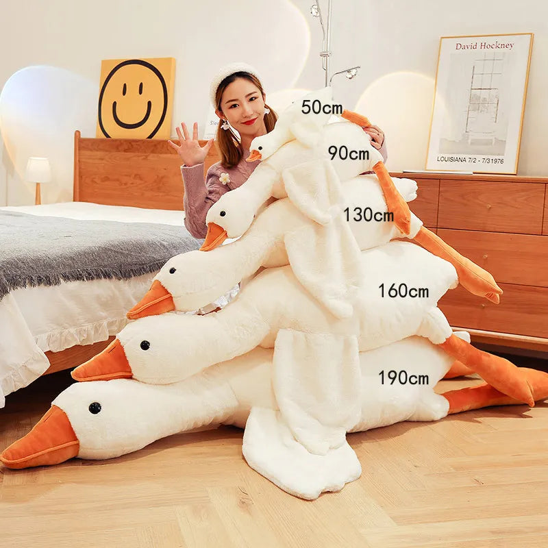 50-190cm Big White Goose Plush Toy Giant Duck Doll Soft Stuffed Animal Goose Sleeping Pillow Sofa Cushion Birthday Gift for Kids