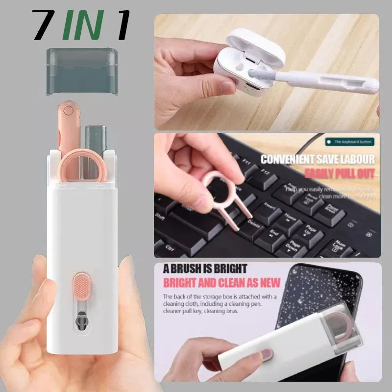 7-in-1 Cleaning Kit Computer Keyboard Cleaner Brush Earphones Cleaning Pen For AirPods iPhone Cleaning Tools Keycap Puller Set