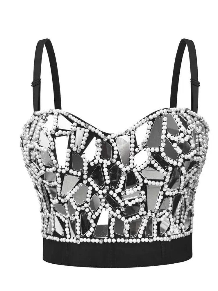 Soutien-gorge Steampunk Sexy avec décoration en diamant et perles, Bralette Push Up, Lingerie Anti-lumière, antichoc, Corset, Clubwear, nouvelle collection 2022