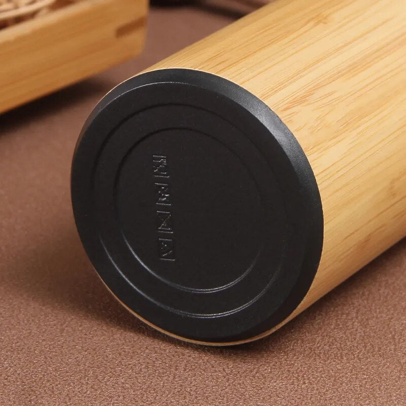 300ml-500ml Creative Bamboo Thermos Bottle Stainless Steel Water Bottles Vacuum Flask Portable Coffee Thermos Cup Customize Logo