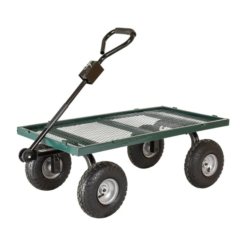 Steel Garden Cart with Removable Sides 700lb Capacity, 38” X 20” Towable Mesh Garden Utility Cart Outdoor Lawn Wagon