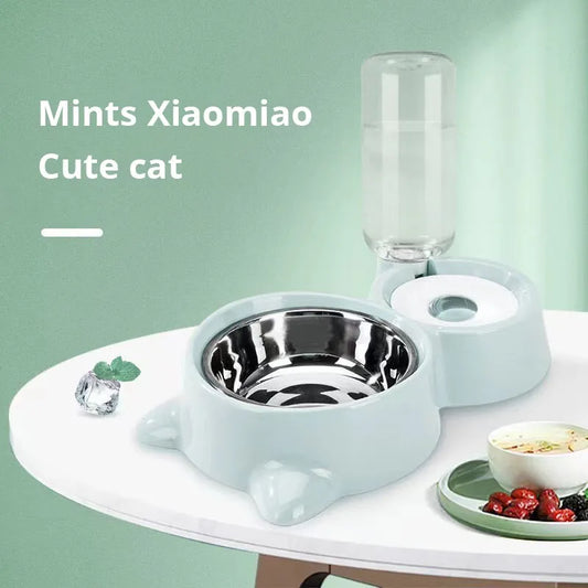 Cuenco azul para perros y gatos, fuente automática para comida y agua, contenedor para gatos, perros, bebiendo, artículos para mascotas