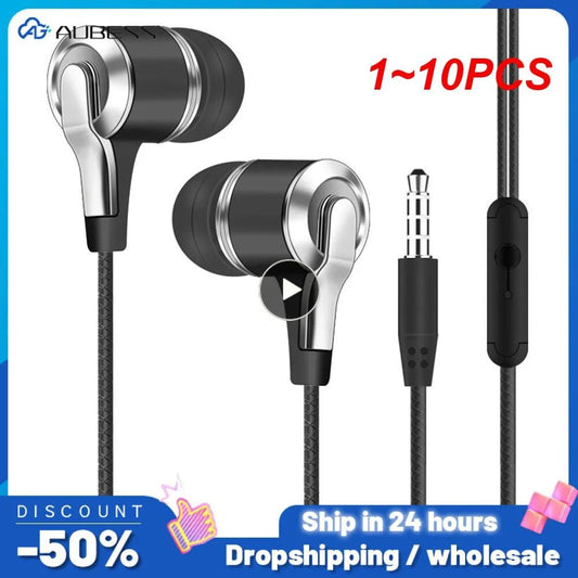 1~10PCS Wired Headphones 3.5mm Sport Earbuds with Bass Phone Earphones Stereo Headset with Mic volume control Music Earphones