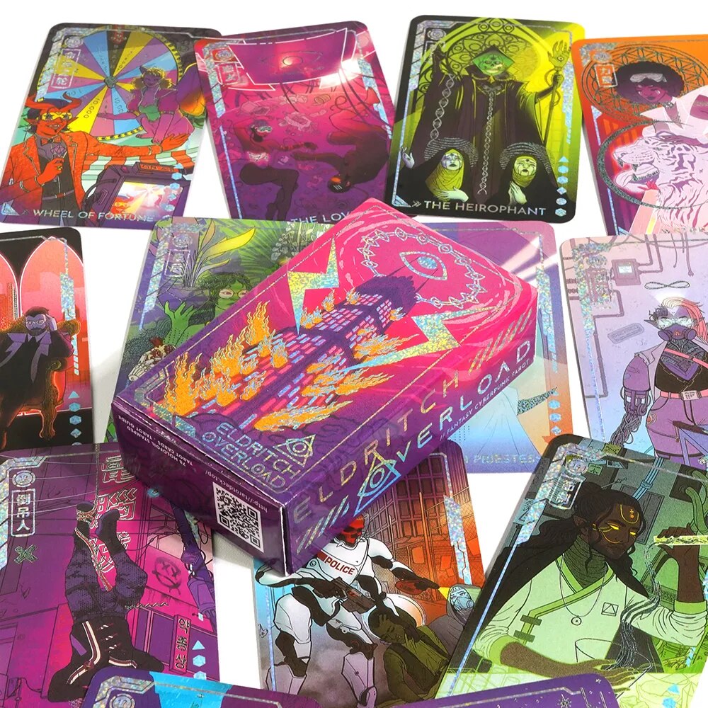 2023 New Eldritch Overload Fantasy Cyberpunk Tarot Deck Fortune Telling Game Divination Tools 78 Cards Deck Birthday Gift