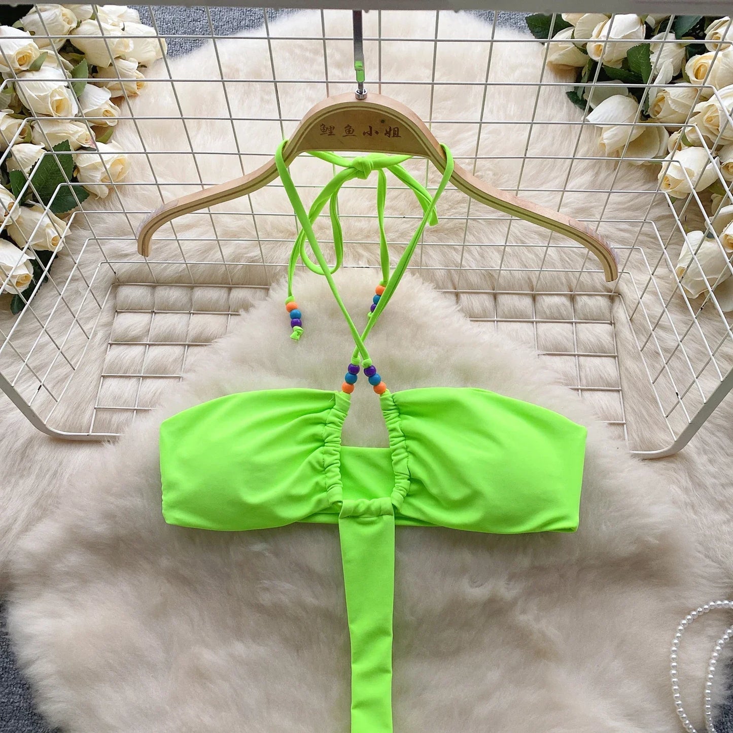 Wanita Fashion Hollow Out Sexy Bodysuit Halter Lace Up Cross  Backless Design 2023 Women Sensual Bikini Swimsuits