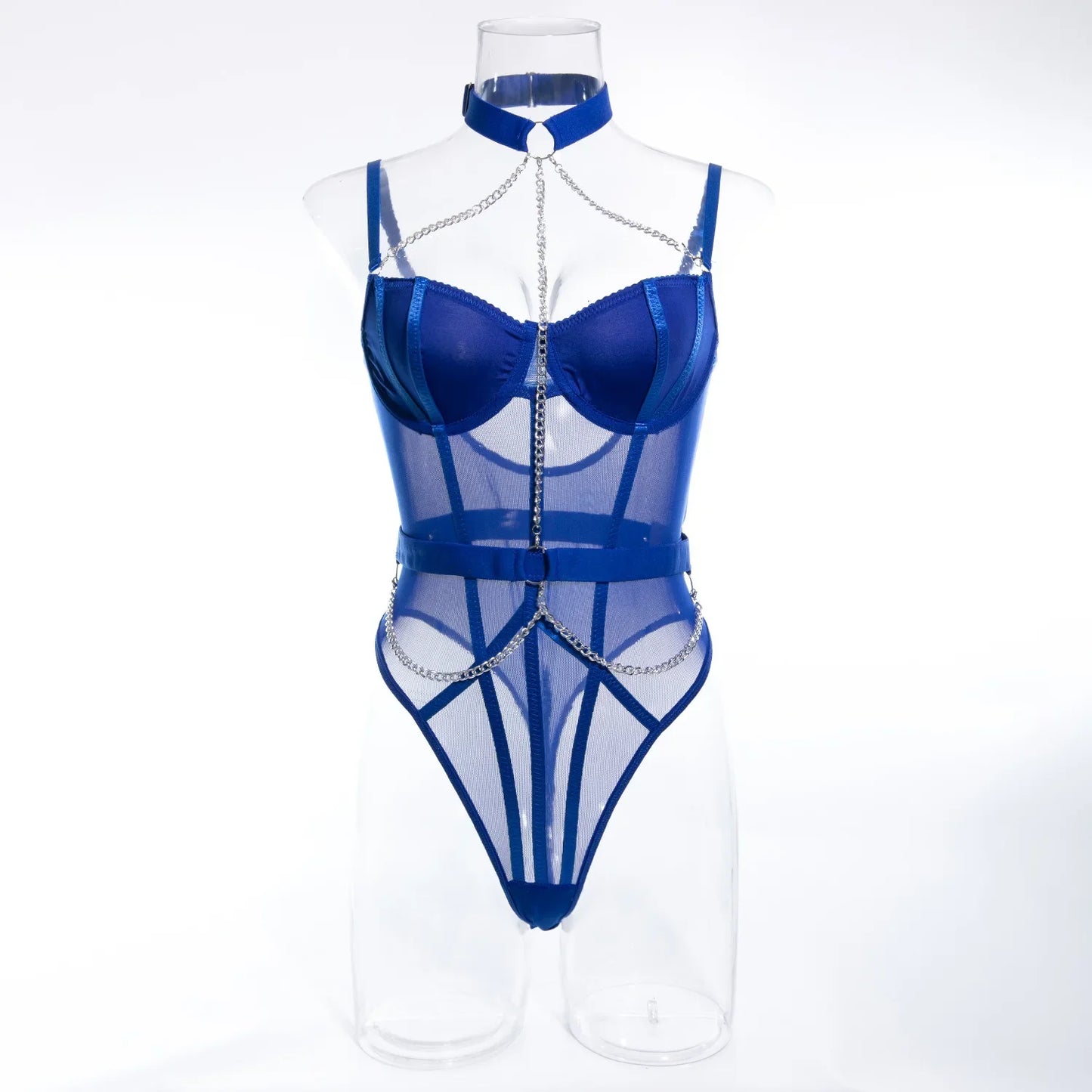 Wanita – body sensuel en maille sans bretelles pour femmes, Design de chaîne, barboteuse Slim dos nu, bretelles, sous-vêtements transparents, combishorts, 2023