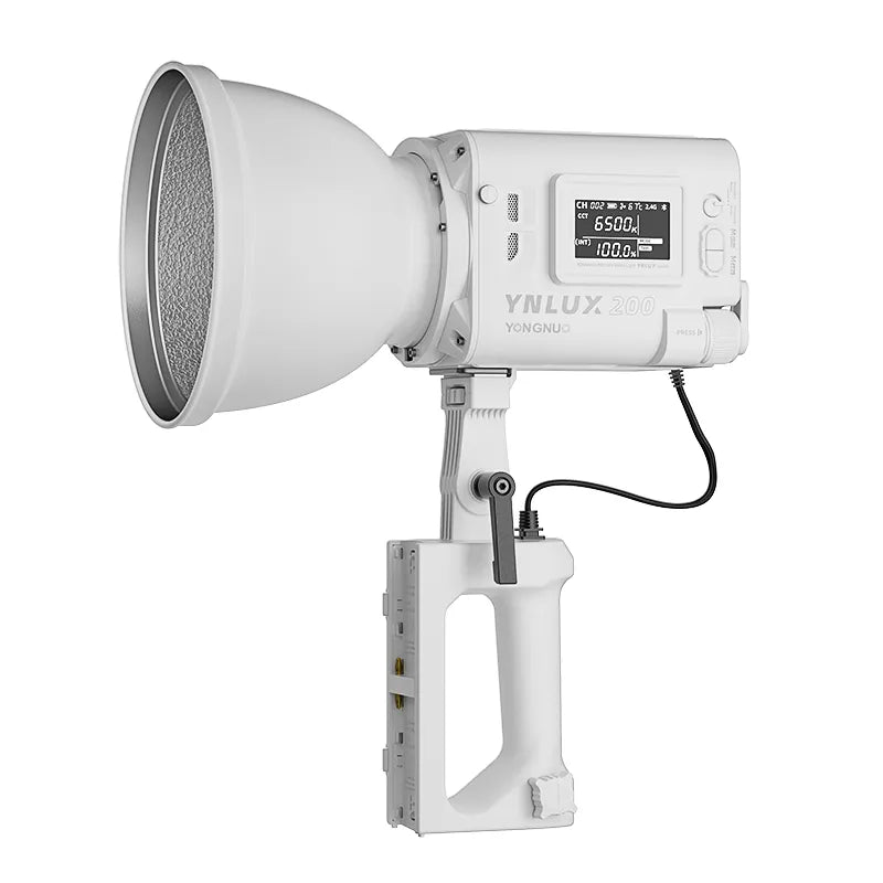 YONGNUO LUX200 YNLUX200 200W 2700K-6500K Luz LED portátil para exteriores con montaje Bowens y adaptador de corriente con mango