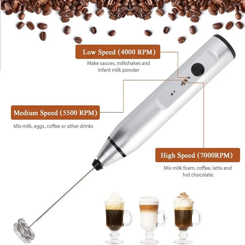 Wireless Milk Frothers Electric Handheld Blender With USB Electrical Mini Coffee Maker Whisk Mixer For Coffee Cappuccino Cream