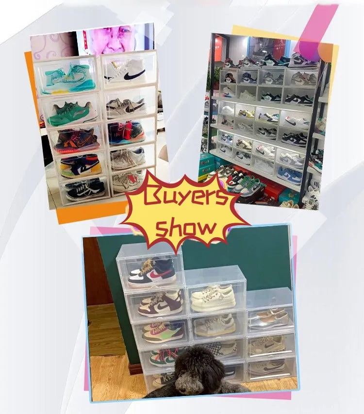 1PC Plastic Shoes Case Transparent Shoes Drawer Stackable Shoe Boxes  Organizers Dustproof Shoe Cabinet Sneaker Box Shoe Display