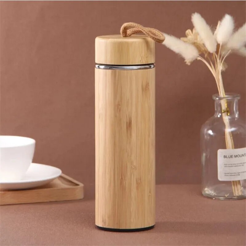 350/450Ml New Bamboo Vacuum Flask Stainless Steel Water Bottle Tumblers Portable Vacuum Flask Coffee Cup Home Office Thermos Cup