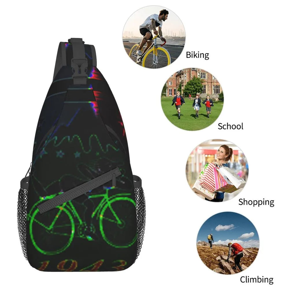 Albert Hoffman LSD Bicycle Day Sling Bags for Men Fashion Acid Blotter Party Shoulder Crossbody Chest Backpack Traveling Daypack