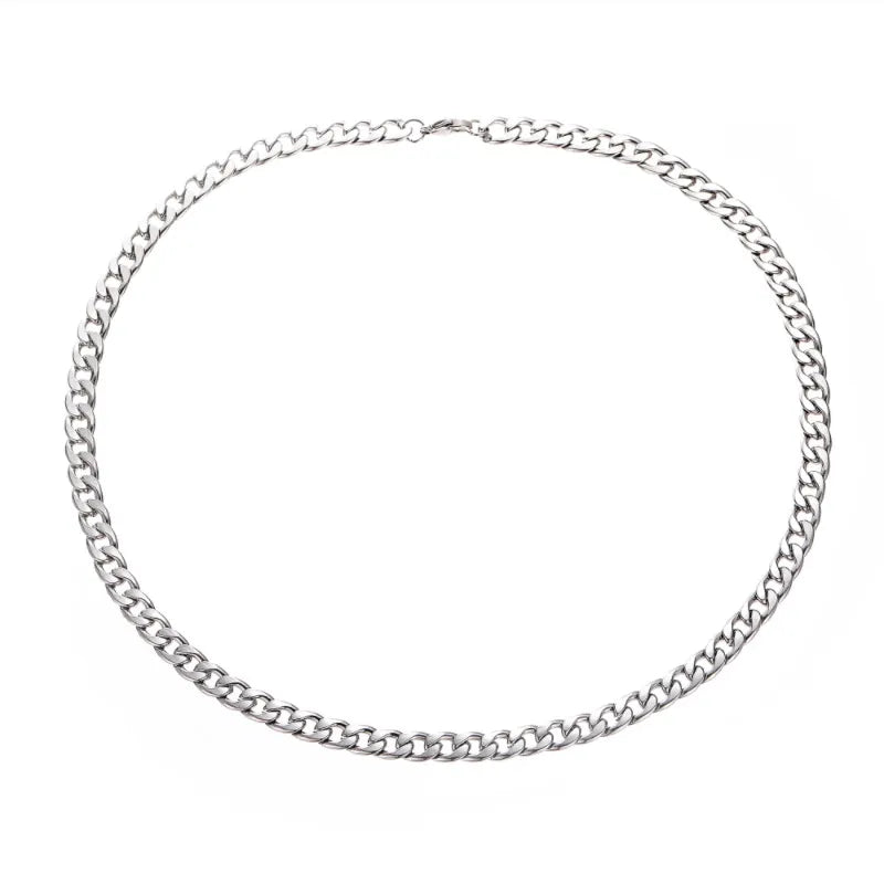 Stainless Steel Chain Necklace Long Hip Hop for Women Men on The Neck  Fashion Jewelry Gift Accessories Silver Color Choker