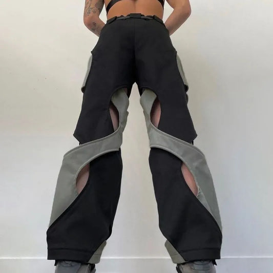 Y2K Women Streetwear Techwear Black Cargo Korean Harajuku Parachute Track Pants Men Sweatpants Wide Leg Joggers Trousers Clothes