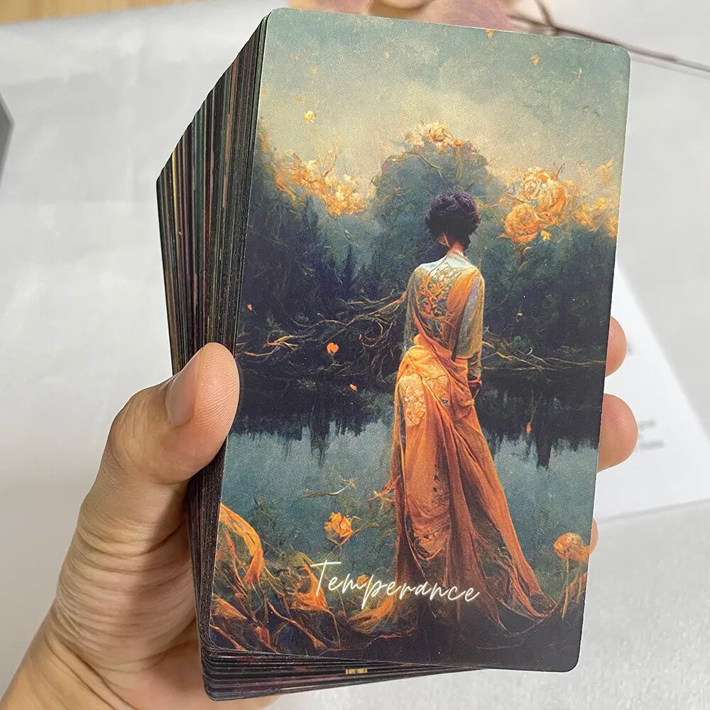 Hermosa baraja inglesa de Tarot de 12x7cm, cartas de adivinación de runas de alta calidad, profeta con guía de papel, Taro