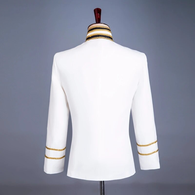 [Chaqueta + Pantalones] envío gratis, traje militar con cadena de oro blanco, Peaky Blinders, vestidos de fiesta para Cosplay, trajes elegantes de boda para hombre, novio