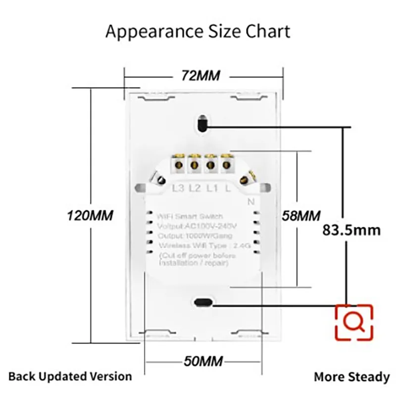 TNCE Tuya US WiFi interrupteur mural intelligent 1/2/3/4 Gang pas de fil neutre capteur tactile commutateurs de lumière LED maison intelligente Alexa Google Home