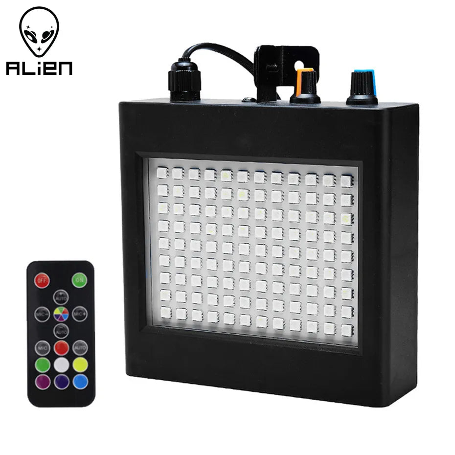 ALIEN Remote 108 LED RGB White Strobe Stage Lighting Effect Sound Activated Disco Party DJ Holiday With Variable Speed Control