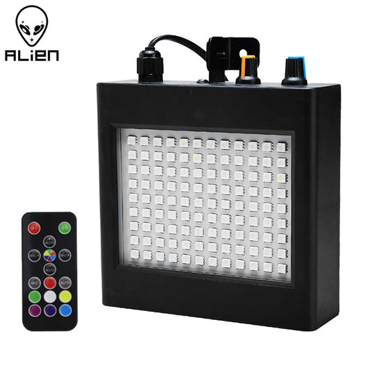 ALIEN télécommande 108 LED RGB blanc stroboscopique effet d'éclairage de scène activé par le son Disco fête DJ vacances avec contrôle de vitesse Variable