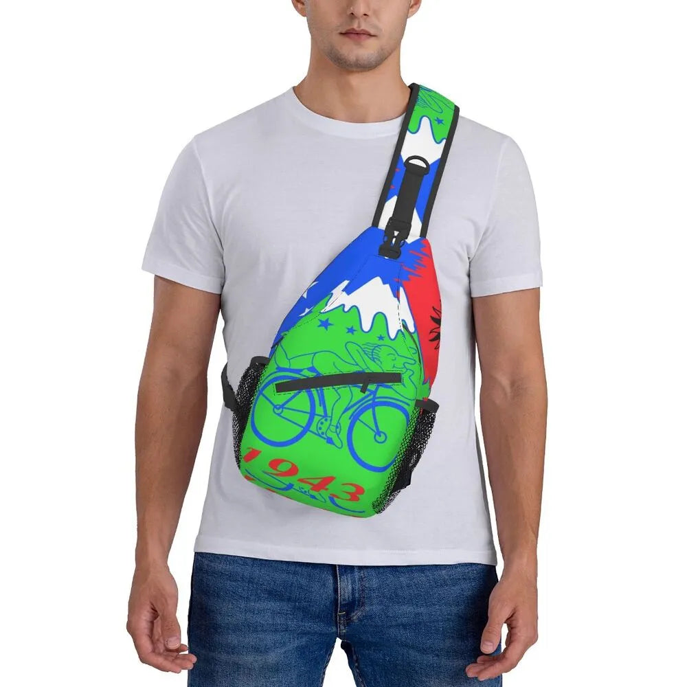 Albert Hoffman LSD Bicycle Day Sling Bags for Men Fashion Acid Blotter Party Shoulder Crossbody Chest Backpack Traveling Daypack