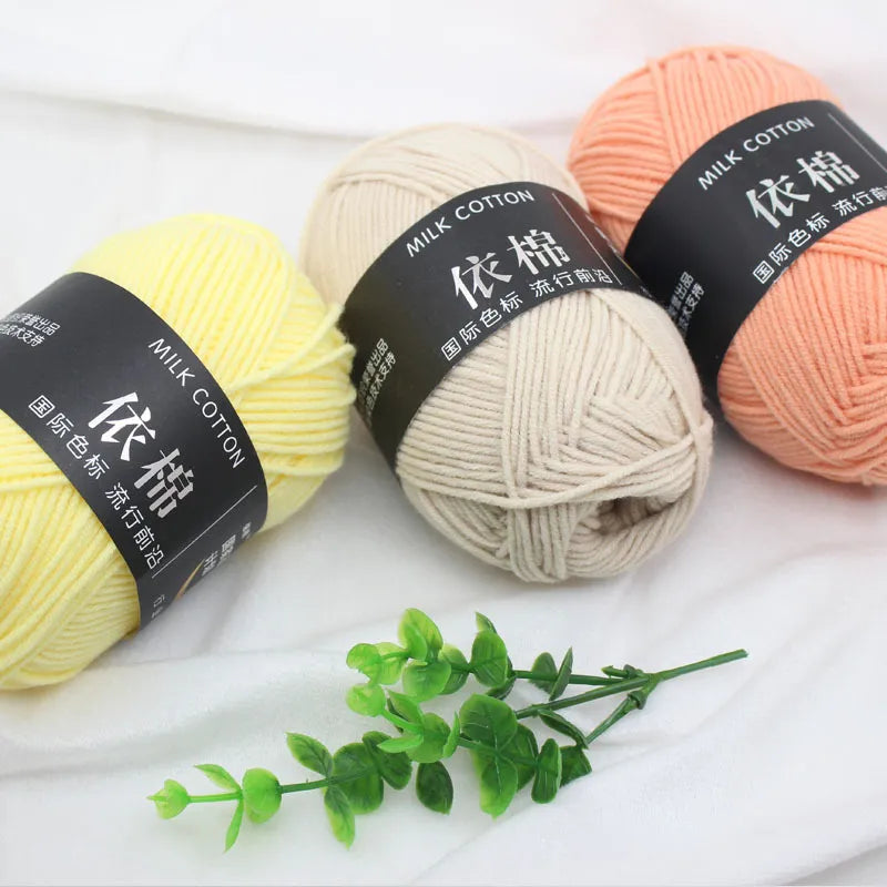 Fil de coton au lait 50g, laine à tricoter pour tricot à la main, fil au Crochet, écharpe pour bébé, chapeau, pull, fil de laine douce pour fournitures de Crochet