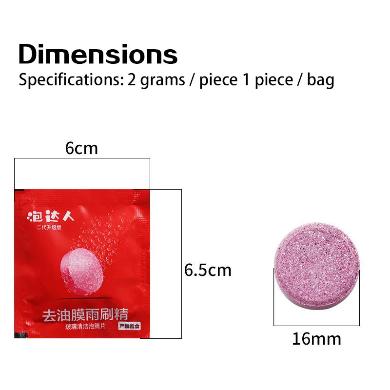 Liquide de lave-glace de voiture, comprimés de nettoyage concentrés, Agent de nettoyage solide, dissolvant de Film d'huile d'essuie-glace, tablette de nettoyage de toilettes à domicile