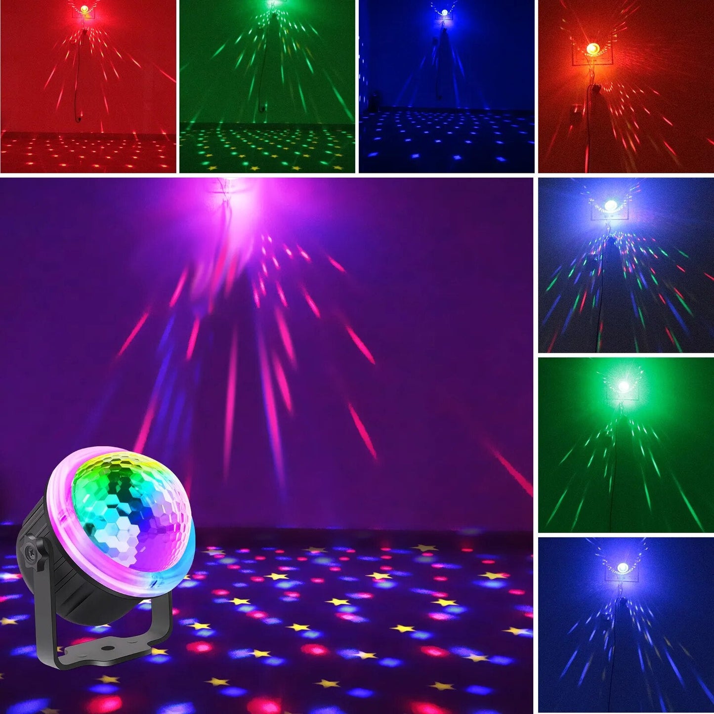 ALIEN USB LED RGB DJ Disco bola mágica luz amarilla estrella proyector sonido giratorio boda baile vacaciones fiesta coche atmósfera lámpara