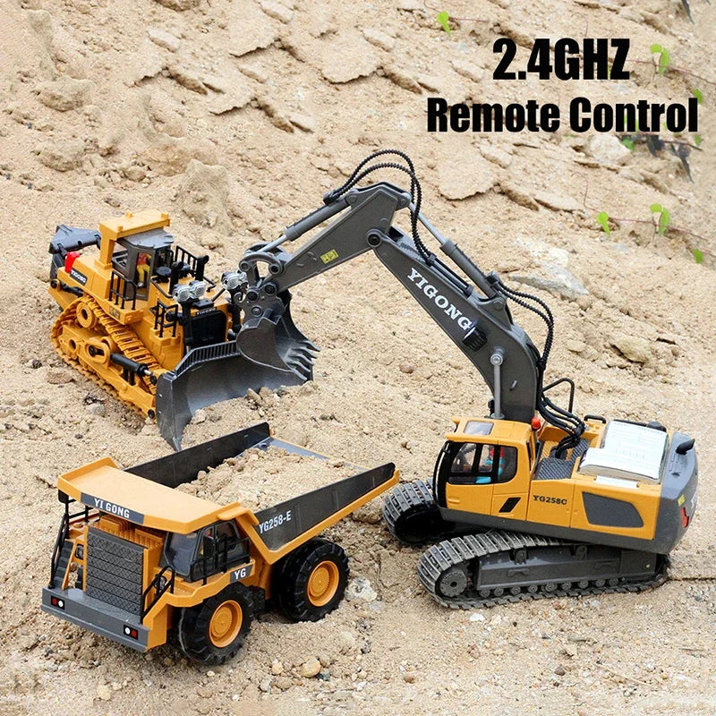 Coche RC, juguetes para niños, coche de Control remoto, juguetes para niños, excavadora con Radio Control, camión volquete, excavadora, coche eléctrico, juguetes para niños, regalo