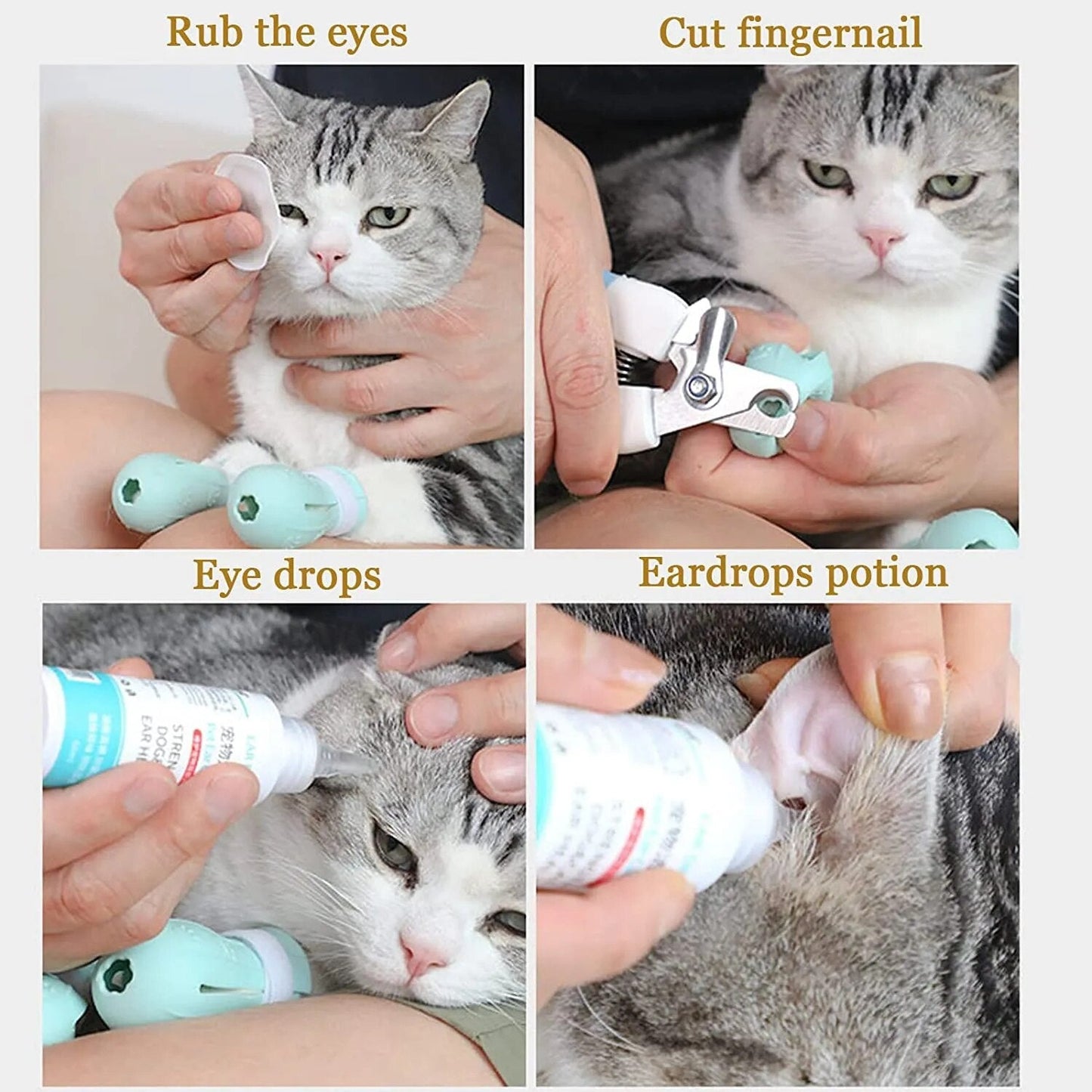 Cat Claw Protector Bath Anti-Scratch Cat Shoes For Cat Adjustable Pet Bath Wash Boots Cat Paw Nail Cover Pet Grooming Supplies