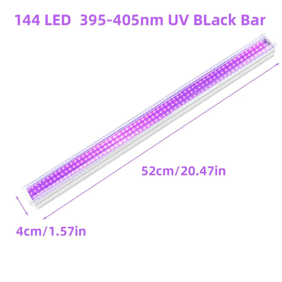 ALIEN 144 LED UV Glow Black Light Bar 25W 52cm Blacklight for Party Disco DJ Halloween Birthday Decor  Bedroom Body Pain Poster