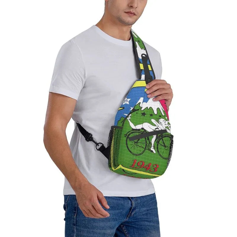 Albert Hoffman LSD Bicycle Day Sling Bags for Men Fashion Acid Blotter Party Shoulder Crossbody Chest Backpack Traveling Daypack