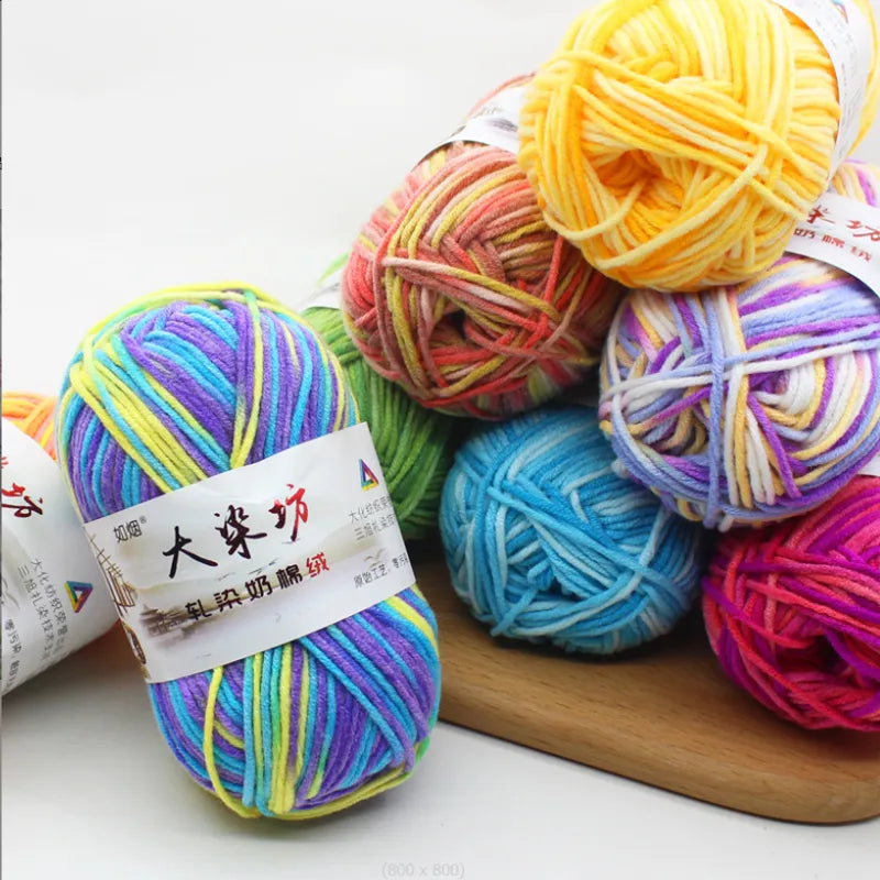 50g  Space dye Yarn Balls With Soft 5-strand Milk Cotton Crocheted Knitted Wool Used For DIY Hat Scarves Hand Weaving Technology