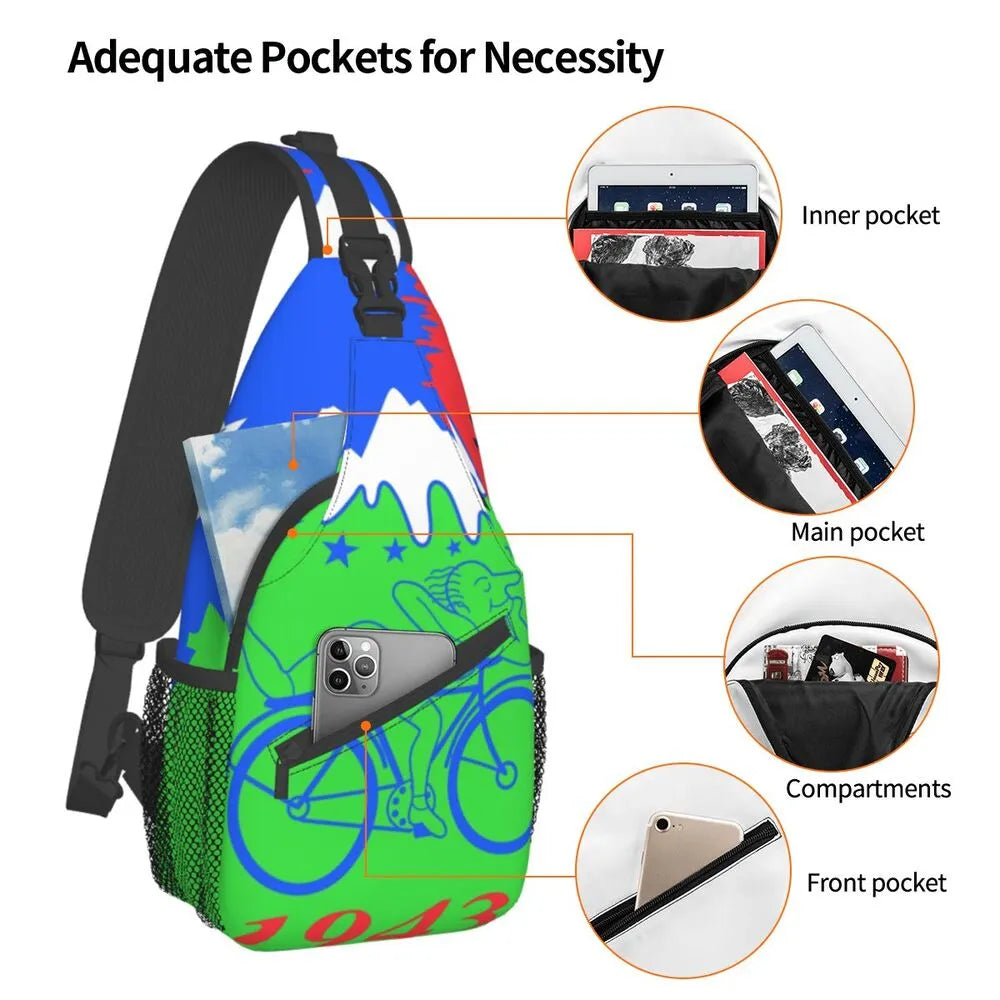 Albert Hoffman LSD Bicycle Day Sling Bags for Men Fashion Acid Blotter Party Shoulder Crossbody Chest Backpack Traveling Daypack