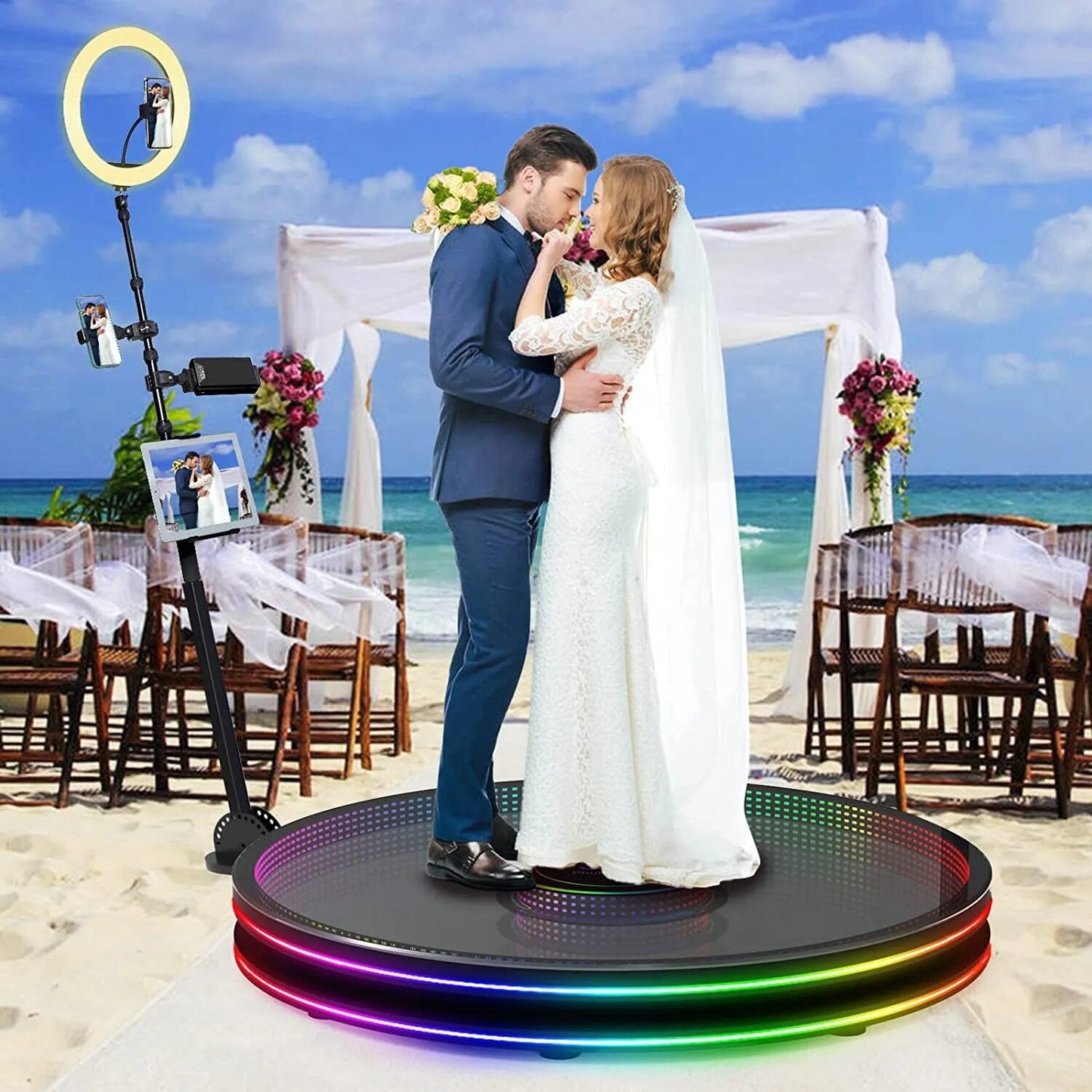 DHL Free Drop Shipping 60cm 80cm 100cm 115cm Big Full Body Led Spin Slow Motion Automatic 360 Degree Photo Booth With Ring Light