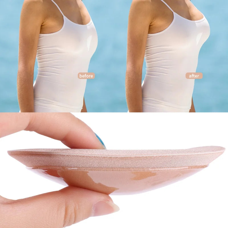 2pairs Silicone Bra Inserts Breast Pads Sticky Push-up Women Bra Cup Thicker Nipple Cover Patch Bikini Inserts for Swimsuit