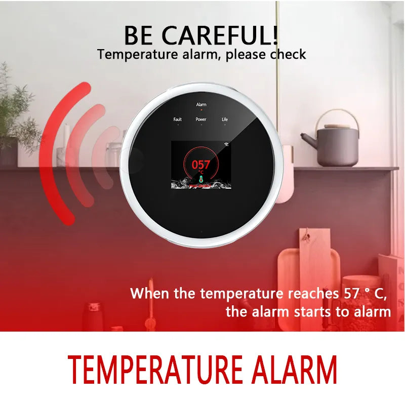 Tuya Wifi Leak With Temperature Function Combustible Gas Detectors Support Home Smart Life Natural Gas Alarm Sensor LCD Display