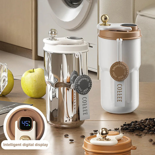 420ml Smart Thermos Bottle For Coffee LED Temperature Display Coffee Cup 316 Stainless Steel Tumbler For Camping Christmas Gift