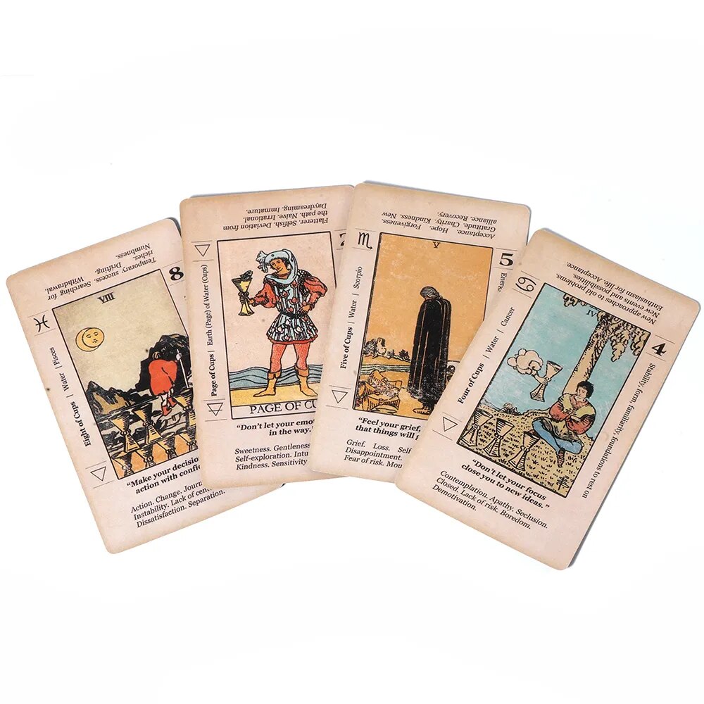 Carte de Tarot avec signification sur eux, mot-clé de Tarot pour débutant, jeu de Tarot antique, apprendre le Tarot, 78 cartes du zodiaque inversé