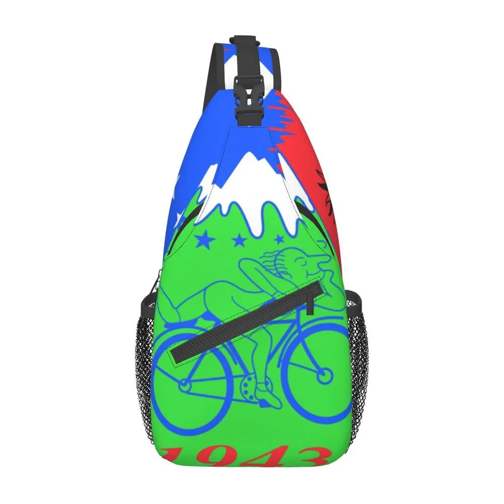 Albert Hoffman LSD Bicycle Day Sling Bags for Men Fashion Acid Blotter Party Shoulder Crossbody Chest Backpack Traveling Daypack