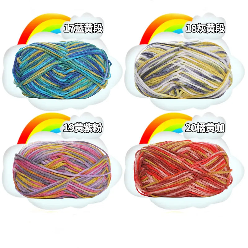 50g  Space dye Yarn Balls With Soft 5-strand Milk Cotton Crocheted Knitted Wool Used For DIY Hat Scarves Hand Weaving Technology