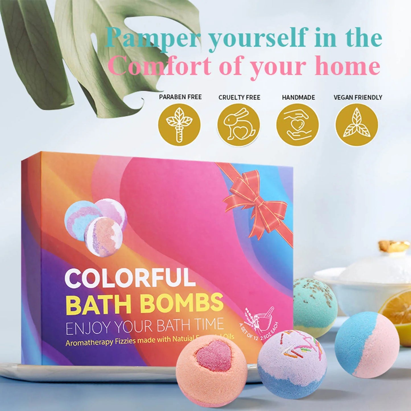 Bath Bomb Pack Gift Set Bath Salt Balls Essential Oil Bath Bombs for Moisturizing Skin Fizzy Spa Bath Bubble Bomb Aromatic Odor